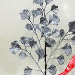 Маленькое фото 2: Ветка «Гингко с глиттером», 67см, серебряный