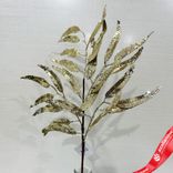 Маленькое фото 1: Ветка с листьями глиттерованная, 75см, шампань