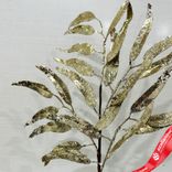 Маленькое фото 2: Ветка с листьями глиттерованная, 75см, шампань