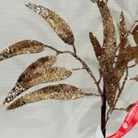 Маленькое фото 5: Ветка с листьями глиттерованная, 75см, золотой