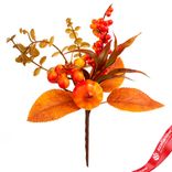 Маленькое фото 1: Ветка искусственная «Осенняя с тыквой», Н23см, оранжевый