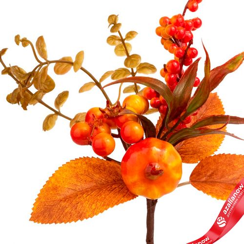 Фото 2: Ветка искусственная «Осенняя с тыквой», Н23см, оранжевый