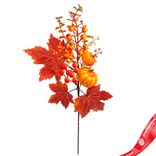 Маленькое фото 1: Ветка искусственная «Осенняя с тыквой», Н36см, оранжевый