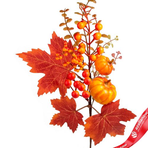 Фото 2: Ветка искусственная «Осенняя с тыквой», Н36см, оранжевый