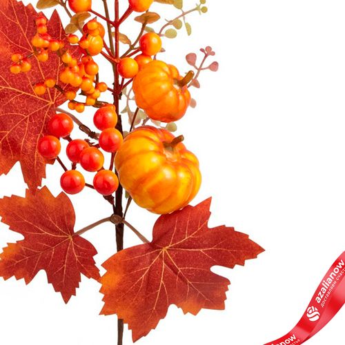 Фото 3: Ветка искусственная «Осенняя с тыквой», Н36см, оранжевый