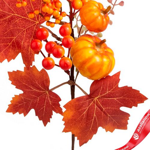 Фото 5: Ветка искусственная «Осенняя с тыквой», Н36см, оранжевый
