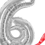 Маленькое фото 3: Шар с гелием «Цифра - 6», 102 см., серебро