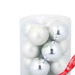 Маленькое фото 2: Набор шаров 12шт. в тубе (стекло), D4см, в асс., серебряный