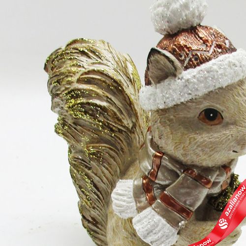 Фото 2: Сувенир «Белка» (полирезин), Н13,5х12х6,5см, кремовый/золотой