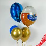 Маленькое фото 2: Композиция из 5 шаров с гелием «Папуля, Лучший в мире (пиво)»