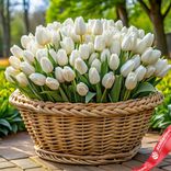 Маленькое фото 1: Корзина из 500 белых тюльпанов, Россия. Сервис доставки цветов AzaliaNow