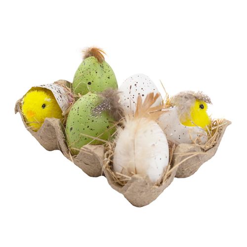 Фото 1: Набор яиц в кассете 6шт., 15х10см, цв. в асс. вар.1 (пасхальный декор). Сервис доставки цветов AzaliaNow