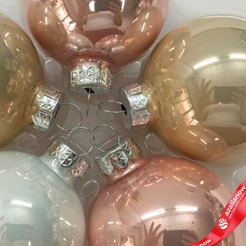 Фото 3: Набор шаров 12шт. в тубе (стекло), D3см, микс белый/розовый