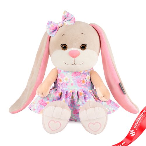 Игрушка м/н «Зайка Лин» в подар. кор., 25см, кремовый/сиреневый