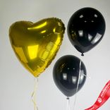 Маленькое фото 1: Композиция из 3 шаров с гелием «Золотое сердце»