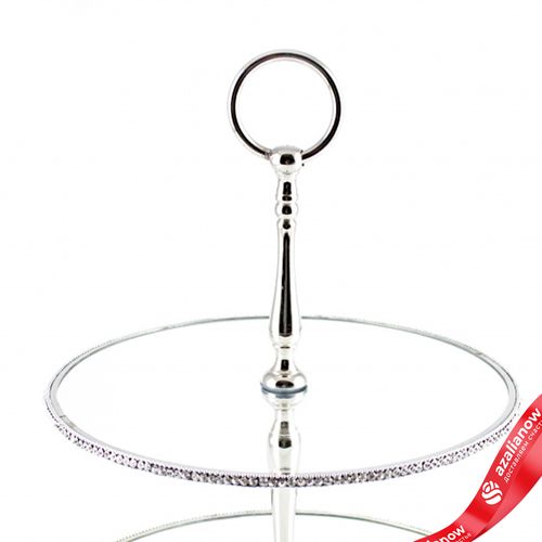 Фото 5: Подставка со стразами 2 яруса (металл/стекло), D30,5xH33см, серебряный