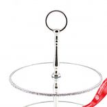 Маленькое фото 5: Подставка со стразами 2 яруса (металл/стекло), D30,5xH33см, серебряный