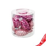 Маленькое фото 1: Набор украшений «Шишки» 12шт. в тубе (стекло), 5см, микс розовый/темно-розовый