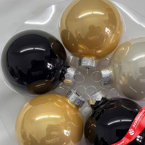 Фото 2: Набор шаров 12шт. в тубе (стекло), D4см, в асс., черный/золотой/шампань