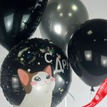 Маленькое фото 3: Композиция из 4 шаров с гелием «С ДР (котик)»