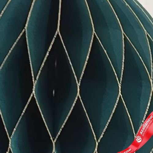 Фото 3: Украшение подвесное «Шар» (бумага), D15см, темно-зеленый