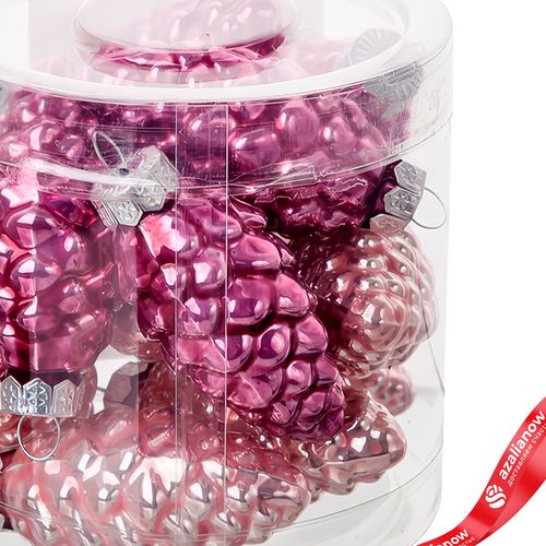 Фото 3: Набор украшений «Шишки» 12шт. в тубе (стекло), 5см, микс розовый/темно-розовый