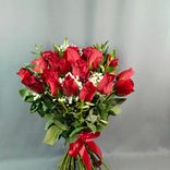 Фото флориста 4: Букет из 31 красной розы с лентой, 50 см, Россия