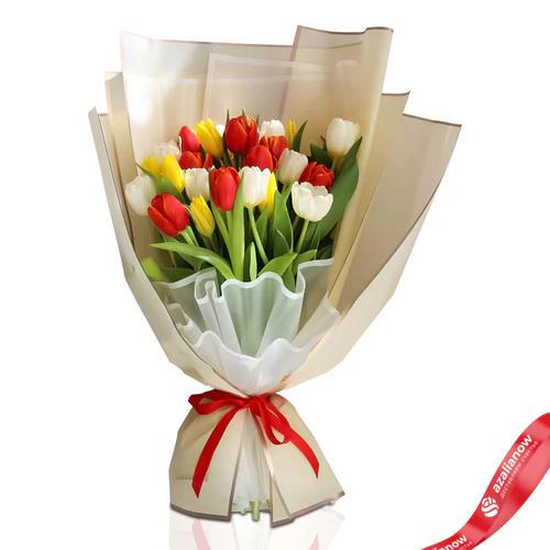 Фото 1: Букет из 21 тюльпана микс. Сервис доставки цветов AzaliaNow