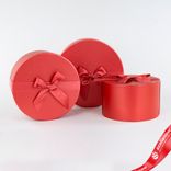 Маленькое фото 2: Набор коробок, подарочных, круглых, 3шт. (картон), D21,5xH12см, красный