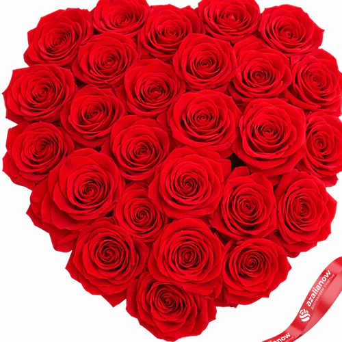 Фото 3: Букет из 25 роз в коробке‑сердце (цвет роз и коробки на выбор: красный/розовый/белый)