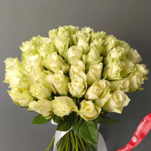 Фото 2: Букет из 51 розы с атласной лентой, цвет розовый/белый на выбор, Россия, 35 см