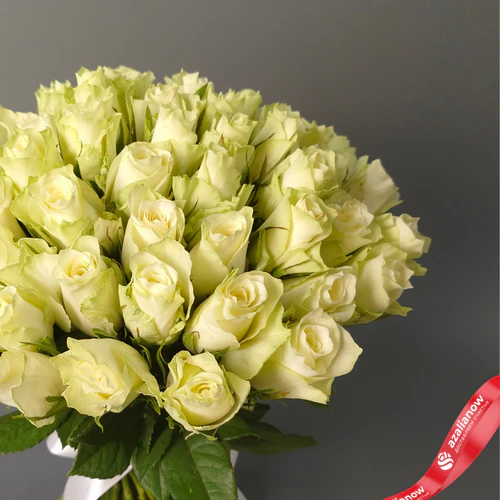 Фото 4: Букет из 51 розы с атласной лентой, цвет розовый/белый на выбор, Россия, 35 см