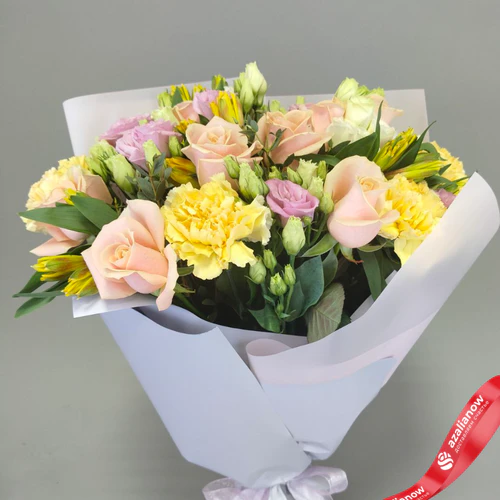 Фото 3: Букет «Оазис» из роз, альстромерий, лизиантусов и гвоздик