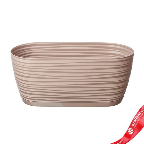 Цветочный горшок с поддоном «Sahara» (пластик), 26,7x12,6хН11,8см, 2,65л, серо-коричневый