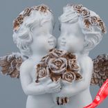 Маленькое фото 3: Сувенир «Ангелочки с розами» (полирезин), H11х9х6см, белый