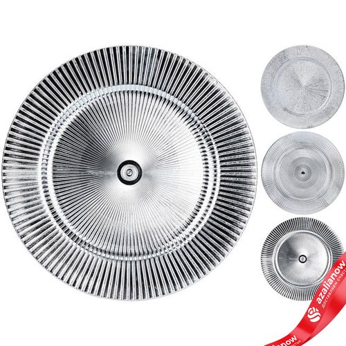 Поднос (пластик), D33см, в асс., серебристый