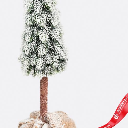 Фото 3: Ель искусственная заснеженная в кашпо, Н59х12х12см, зеленый/белый