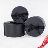 Маленькое фото 2: Набор коробок, подарочных, круглых, 3шт. (картон), D21,5xH12см, черный