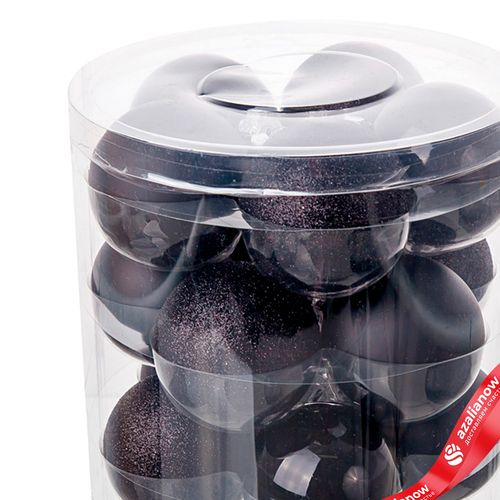 Фото 2: Набор шаров 15шт. в тубе (стекло), D6см, в асс., черный