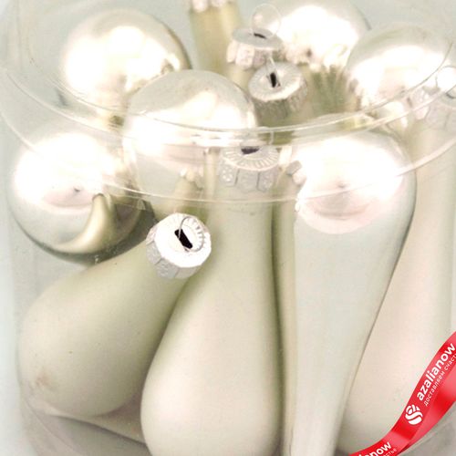 Фото 2: Набор украшений Капли 12шт. в тубе (стекло), 2,5x7,5см, микс серебряный