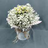 Фото флориста 1: Букет из ромашек и гипсофил «Шарлотта»