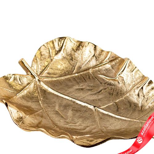 Фото 2: Блюдо «Лист» (металл), 27,5х20xH5см, золотой
