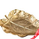 Маленькое фото 2: Блюдо «Лист» (металл), 27,5х20xH5см, золотой