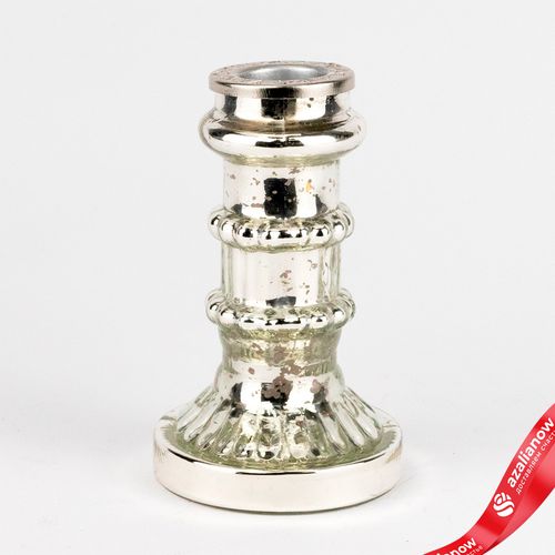 Подсвечник (стекло), Н11х6,5х6,5см, серебряный