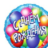 Маленькое фото 2: Шар с гелием «Круг - С Днем Рождения (воздушные шары)», 46 см, голубой