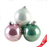 Маленькое фото 2: Набор шаров 6шт. в тубе (стекло), D8см, микс зеленый/белый/розовый