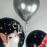 Маленькое фото 3: Композиция из 3 шаров с гелием «С ДР (котик)»