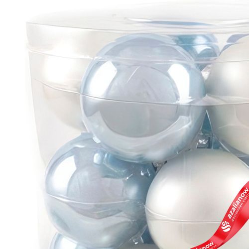 Фото 5: Набор шаров 15шт. в тубе (стекло), D6см, микс голубой/белый