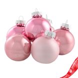 Маленькое фото 2: Набор шаров 12шт. в тубе (стекло), D4см, в асс., розовый