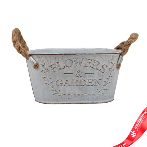 Кашпо с ручками (металл), 18x11,5хH9см, белый